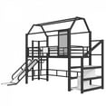 thumbnail image 4 of Twin House Loft Bed with Slide & Stairs - Metal Playhouse Bed, Storage Shelves, House-shaped Roof & Noise-free,Black, 4 of 18