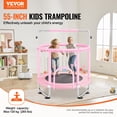 thumbnail image 2 of VEVOR Trampoline pour Enfants de 55 Pouces, Trampoline Intérieur Extérieur de 4,6 Pi, Mini Trampoline Récréatif pour Tout-Petits avec Filet de Sécurité et Panier de Basketball, Rose, 2 of 9