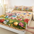 thumbnail image 4 of Erosebridal 3D Cartoon Rabbit Kids Queen Sheet Sets,Watercolor Easter Eggs Happy Easter Kawaii Daisy Girls Bed Set, 4-Piece, 4 of 6