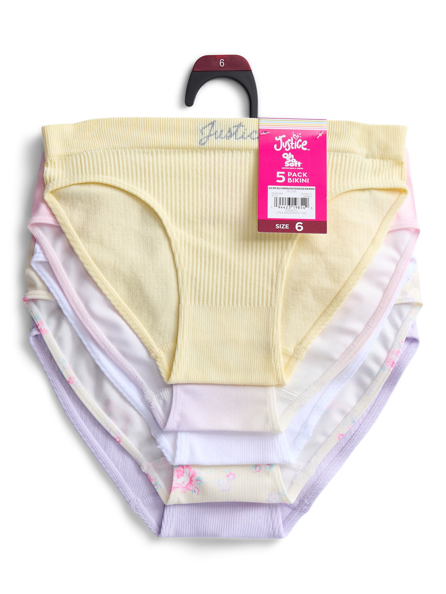 Justice Girls Seamless Bikini Undies, 5-Pack, Sizes 6-16