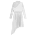 thumbnail image 7 of Aiihoo Women's Sparkly Lyrical Dance Dress Long Sleeve Mesh Tulle Dance Dress Contemporary Dancewear White S, 7 of 7