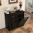 thumbnail image 5 of Tilt Out Trash Can Cabinet, Wooden Trash Cabinet with Deodorising Function, 20 Gallons Freestanding Dog-Proof Garbage Bin Cabinet for Home, Kitchen and Living Room, Dark Brown, 5 of 13