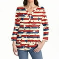 thumbnail image 4 of CHCNHAC Womens 4th Of July Shirts Trendy 4th Of July Printed Tops 4th Of July 3/4 Sleeve Button Down V-Neck Shirts Summer Loose Festival Shirts Red L, 4 of 6