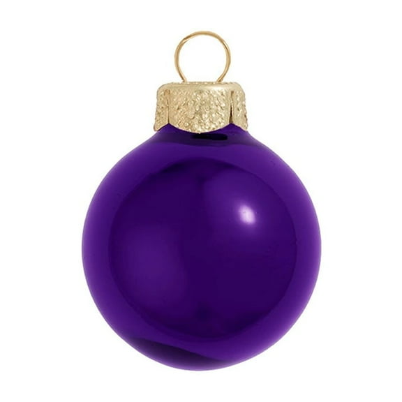 Whitehurst Shiny Finish Glass Christmas Ball Ornaments - 4" (100mm) - Purple - 6ct