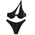 thumbnail image 2 of Cameland Ladies' Sexy Split Shoulder Steel Support Bikini Solid Color Two-piece Swimsuit, 2 of 5