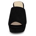 thumbnail image 3 of Sandalias de Tacón Grueso Allegra K con plataforma de punta abierta para Mujer Negro 37, 3 of 7