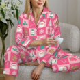 thumbnail image 6 of Vsdgher Pink Christmas Cheer Pajamas Set Long Sleeve Sleepwear Womens Button Down Nightwear Pj Sets-Small, 6 of 7