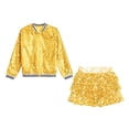 thumbnail image 5 of vastwit Kids Girls Hip Hop Jazz Latin Dance Outfit Sequin Sparkle Jacket with Tiered Mini Skirt Set Dancewear Gold 12, 5 of 7