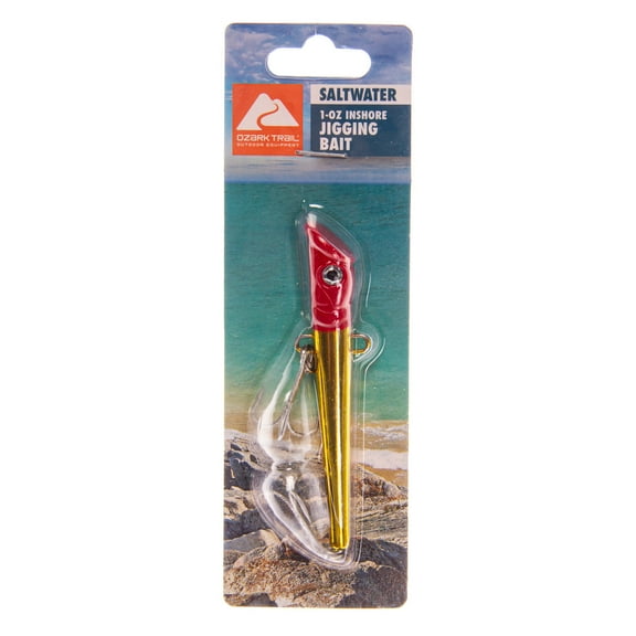 Ozark Trail Saltwater Inshore Jigging Fishing Lure, Red/Gold, 1 oz