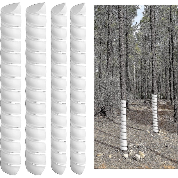 4 protectores de tronco de árbol (2 tamaños) de plástico en espiral para proteger la corteza de los árboles, ideal para proteger árboles jóvenes y plantas de ciervos, conejos, gatos, roedores y más.