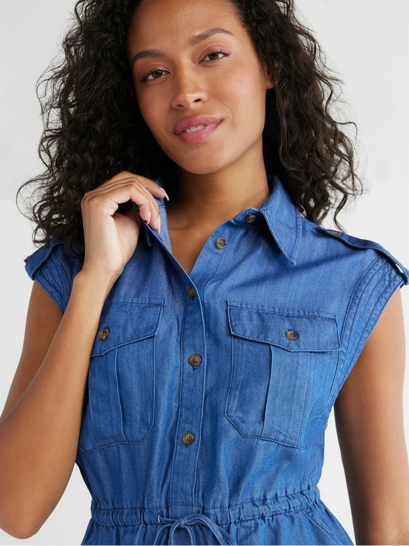 short sleeve utility shirt dress Title Nine Wren Utility Short Sleeve Shirt Dress Petite Women's S