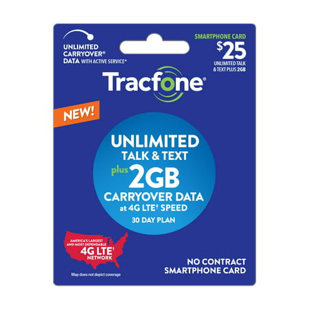 Tracfone $25 Smartphone Unlimited Talk & Text plus 2 GB Plan (Email