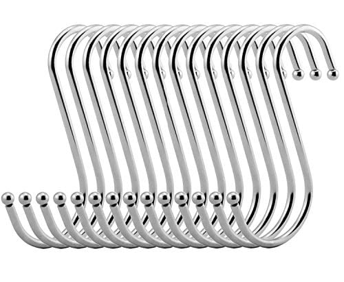 VIPITH 20 Pack Stainless Steel Metal S Shaped Hooks Heavy-duty S Hanging Hooks Hangers with Ball Ends for Spoon Pan Pot Towel in Kitchen Bedroom Bathroom Office