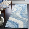 thumbnail image 3 of SAFAVIEH Soho Stanice Abstract Runner Rug, Blue/Ivory, 2'3" x 8', 3 of 10