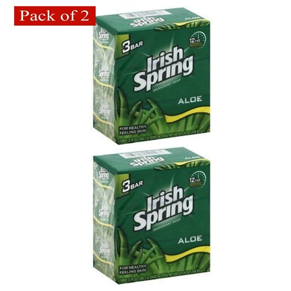 Irish Spring Savon en Barre Aloe, 3 Barres, 90g (Lot de 2)