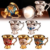 Water Bottle Clearance! Qianlong Cup Antique Ornaments European Style Creative Retro Baijiu Cup Handle Cup Metal Handicraft Gift Home Decoration Tea Cup 1 Glass