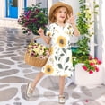 thumbnail image 4 of FORMRS Girls Short Sleeve Dress Summer Casual Round Neck A-line Beach Sundress, Sizes 2T-8T, Sunflower Pattern, 4 of 8
