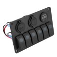 thumbnail image 3 of Ymiko Qiilu 12V 24V 6 Gang Switch Panel, Car Boat Marine LED Rocker Switch Panel Dual USB Voltmeter Lighter, 3 of 8