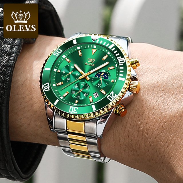Reloj de Pulsera Suizo Olevs Modelo Verde Resistente al Agua