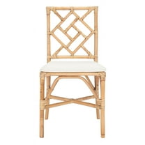 SAFAVIEH Bhumi Accent Chairs with Cushion, Brown/White, Set of 2 (18.5 in. W x 20.9 in. D x 35.8 in. H)