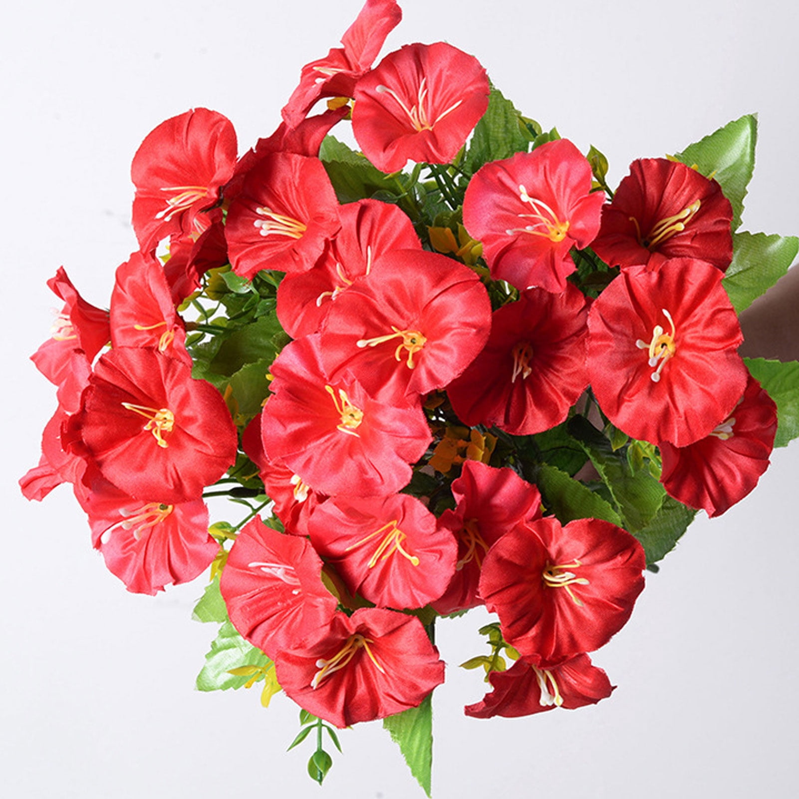 YAHHU 5pcs Simulated Artificial Morning Glory Flowers Bouquet 5 Colors Fade Proof Silk for Home Outdoor Garden Decoration, 15.7 inches / 40 cm
