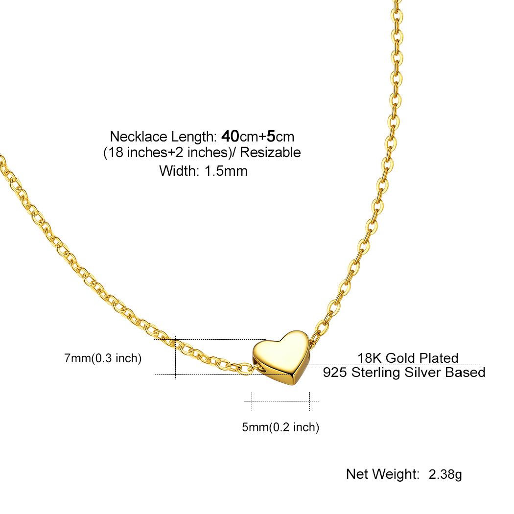 Suplight Dainty 925 Stelring Silver Heart Shape Necklace Jewelry for Women Girlfriend