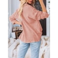 thumbnail image 4 of Asyoly Women Button Down Waffle Shirt Shacket Jacket Long Sleeve Oversize Casual Shirt Coats Tops With Pocket, 4 of 7