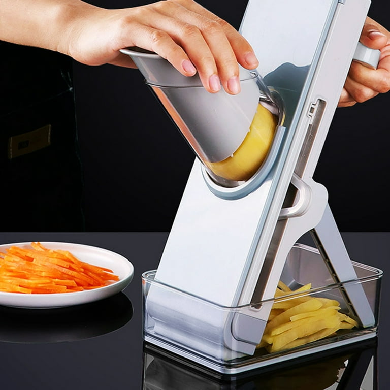  MuellerLiving Mandoline Slicer for Kitchen, Adjustable  Vegetable Chopper, Fruit, Cheese Grater, Potato Chips Slicer - White : Home  & Kitchen