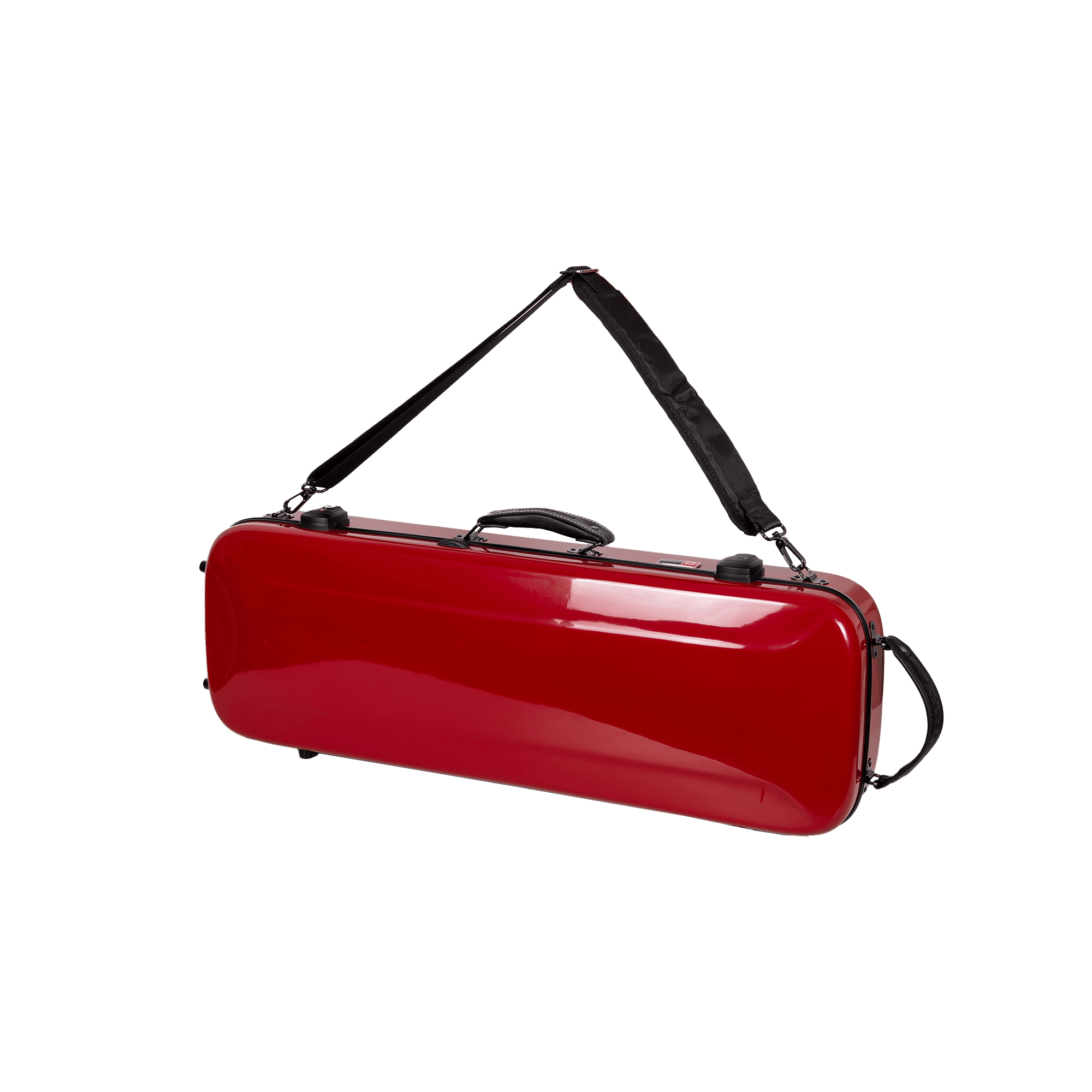 Crossrock Fiberglass Oblong Case fits 4/4 Full-Size Violin, Includes TSA lock, Protective Blanket, Hygrometer, Accessory Compartments-Red