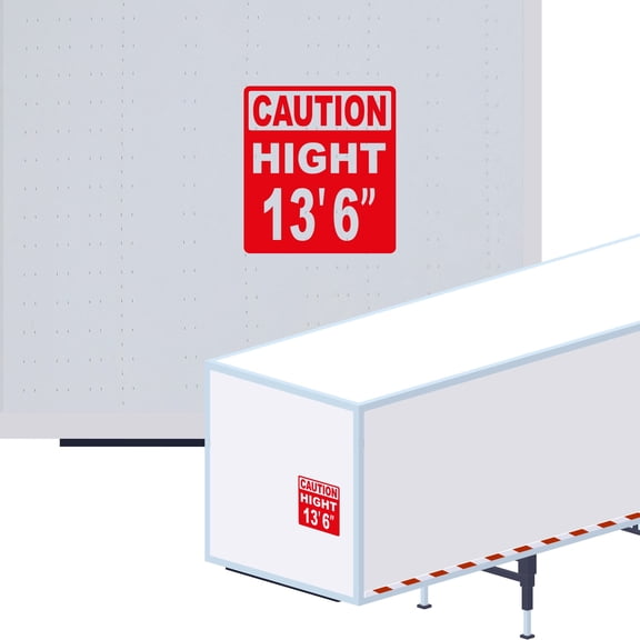 Caution High 13' 6" Vinyl Decal Sticker - Many Colors & Sizes - Height Trailer Sign Truck Safety Markings for Dry Van and Reefer Trailers Caution Clearance Height Sign Truck Decals (7" x 8", Red)