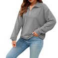 thumbnail image 2 of Suéter de Punto Gibobby Sudaderas con media cremallera para mujer Gris M, 2 of 5