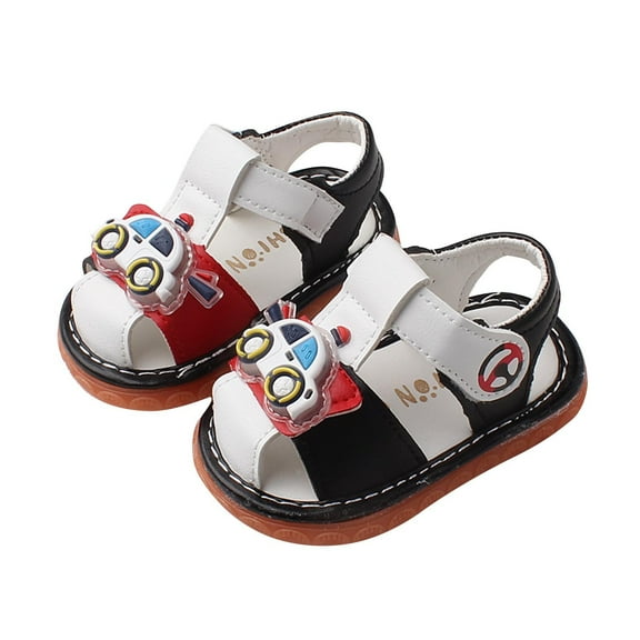 AUNVITO Infant Toddler Light-Up Squeaky Shoes Soft Sole Car Design First Walkers Summer Sandals