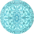 thumbnail image 1 of Ahgly Company Indoor Round Medallion Light Blue Traditional Area Rugs, 6' Round, 1 of 4