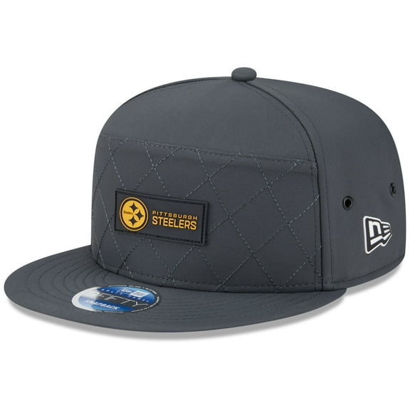 Men's New Era Charcoal Pittsburgh Steelers 2025 Sideline Cold Weather Split Panel 9FIFTY Snapback Hat