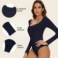 thumbnail image 3 of COMFREE Jumpsuit for Women Sexy U-shaped Collar Basic Solid Bodysuit Long Sleeve Jumpsuits Soft Fashion Tops, 3 of 6