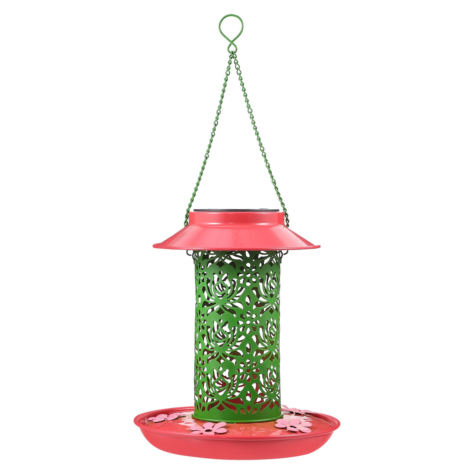 Led Bird Feeder Hanging Bird Food Container Bird Feeder Waterer Solar