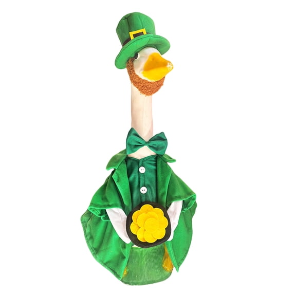 St. Patrick's Day Goose Outfits Irish Porch Goose Clothes Fits 23" Cement Plastic Goose Statue for St. Patrick's Day Outdoor Garden Lawn Yard Patio Art Decor