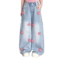 thumbnail image 4 of RUTAYY Toddler Girlss Bowknot Jeans Wide Leg Flare Cargo Jeans Boot Cut Bottom Denim Pants Baggy Blue Jeans For Girls Trouser Breathable Pants, 4 of 4