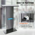 thumbnail image 5 of VEVOR Acrylic Podium Acrylic Pulpit 47" Acrylic Podium Stand w/ Wide Reading Surface Storage Shelf Floor-Standing Plexiglass Lectern Stand-Up Podium Conference Lectern for Church Office School Black, 5 of 8