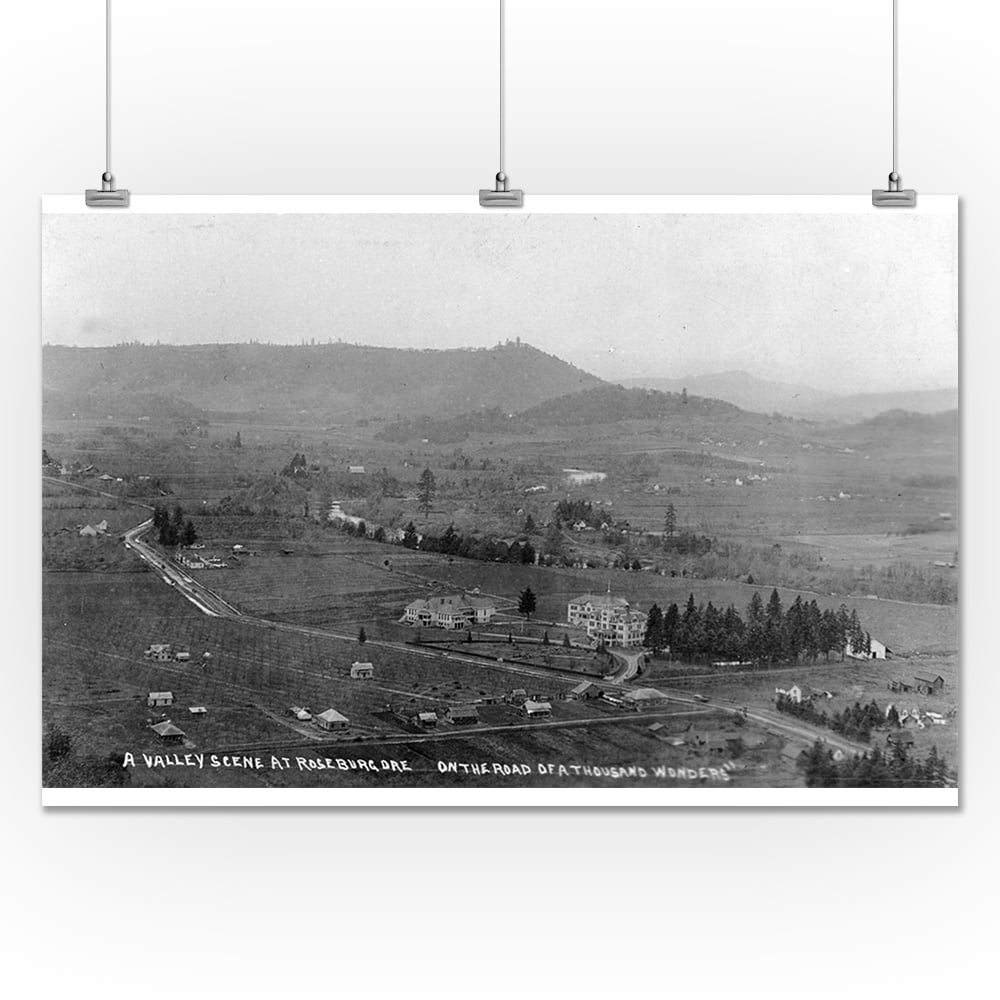 Roseburg, Oregon Aerial View of the Valley (24x36 Giclee Gallery