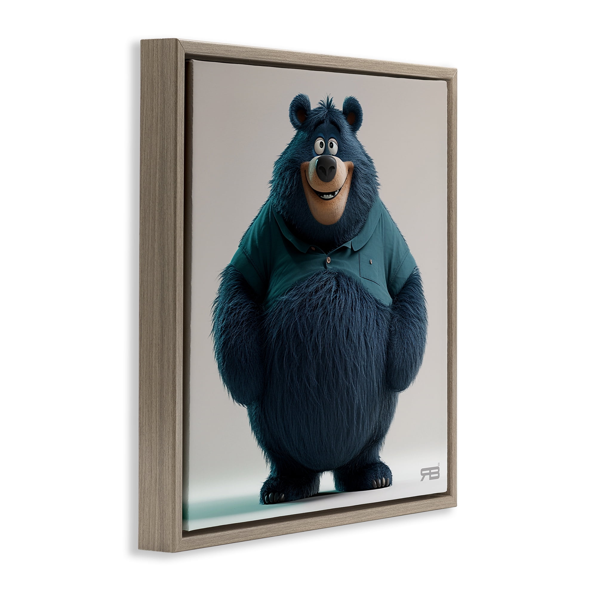 Stupell Industries Black Bear with Shirt Animals Painting Brown Floater Framed Canvas Art Print Wall Art, 18 x 18