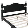 thumbnail image 4 of Queen Size Platform Bed with Headboard, Retro Style Wooden Queen Bed Frame with Slat Support, Queen Size Beds for Kids Teens Adults, No Box Spring Need, Black 1, 4 of 9