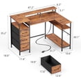 thumbnail image 3 of 47 Inch L Shaped Computer Desk with Power Outlets and LED Lights, Reversible Gaming Desk with File Drawer & Monitor Stand, Corner Gamer Desk Table for Home Office with Storage Shelves, Rustic Brown, 3 of 17