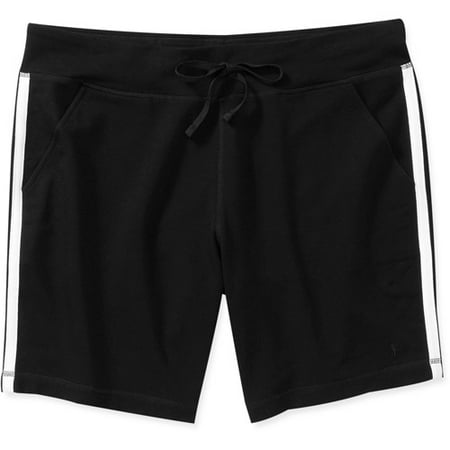 Danskin Now Women's Plus-Size French Terry Bermuda Short with Sporty Contrast Taping