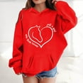 thumbnail image 2 of Teen Girls Hoodies Sweatshirts Winter Warm Pullover With Pocket Cute Horse Print Long Sleeve Hooded Sweatshirt Kids Clothes Red Size 13-14T, 2 of 4