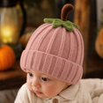 thumbnail image 4 of Baby Halloween Pumpkin Beanie Warm Knit Hat Cuffed Soft Cap for Fall Winter Festive Parties and Cold Weather Wear for Infants Toddlers and Kids Pink One Size, 4 of 7