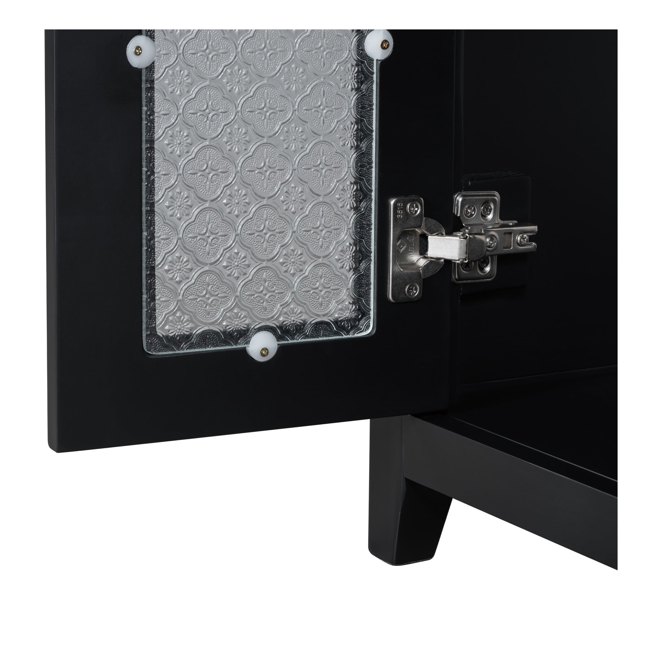 Corlix Modern Bathroom Vanity with Ceramic Sink, Shelves, Drawers, Wood, Black