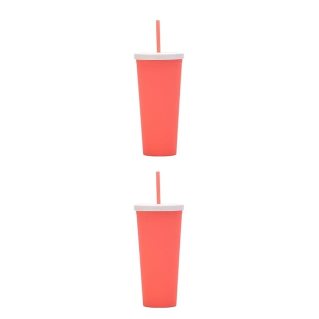 Inteprter Vaso de paja de plástico, botella de agua de té y café de estilo Simple, vaso de verano de oficina de gran capacidad esmerilado Type3 NO3