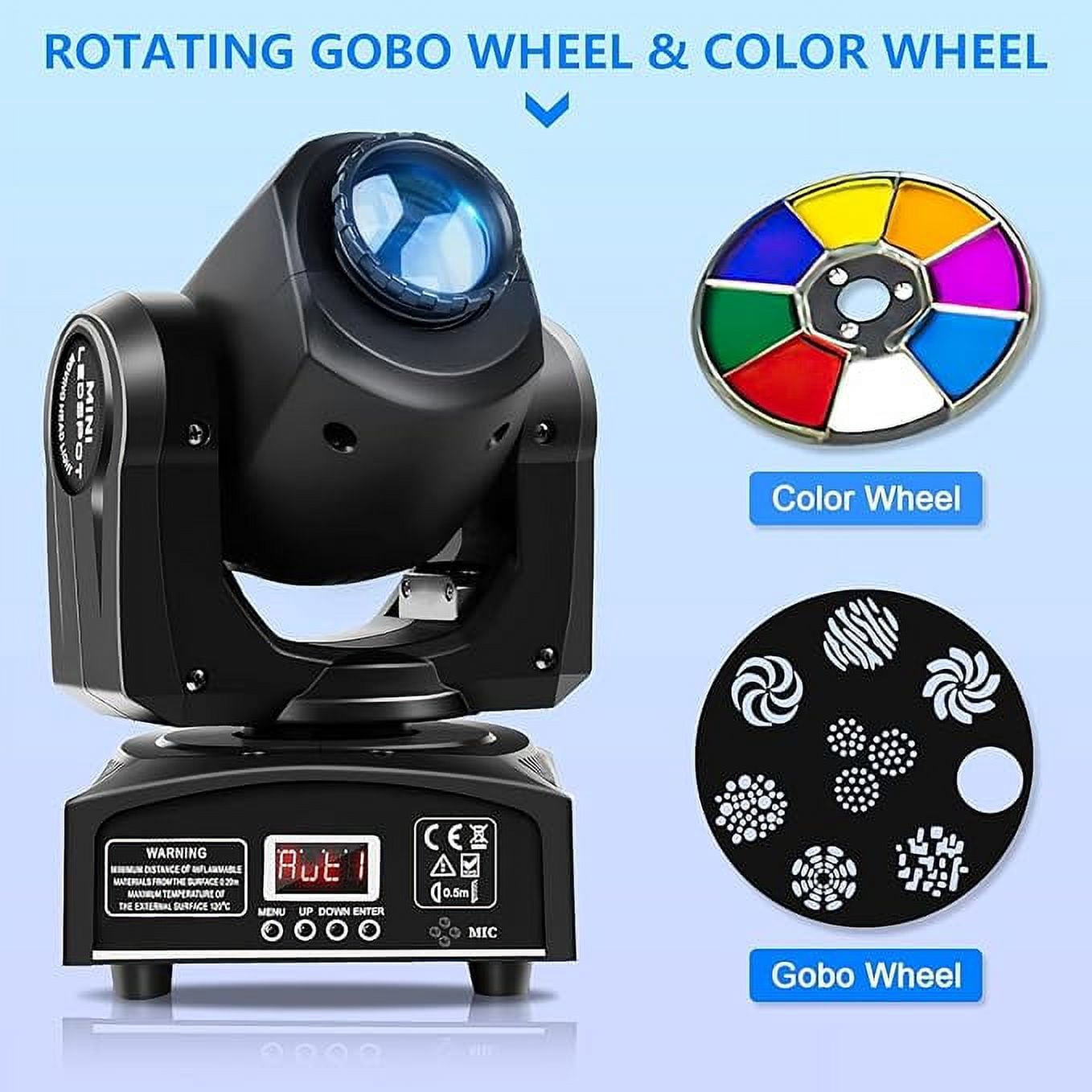 JAJALUYA Moving Head Light 120W 8 Pattern 8 colors RGBW LED Black Strobe Stage Light with DMX for DJ Party Disco,4 pack
