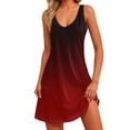 thumbnail image 2 of Summer Dresses for Women 2026, Gradient Ombre Sleeveless Dress, V-Neck Tank Casual Sundress with Pockets Wine 2XL, 2 of 7